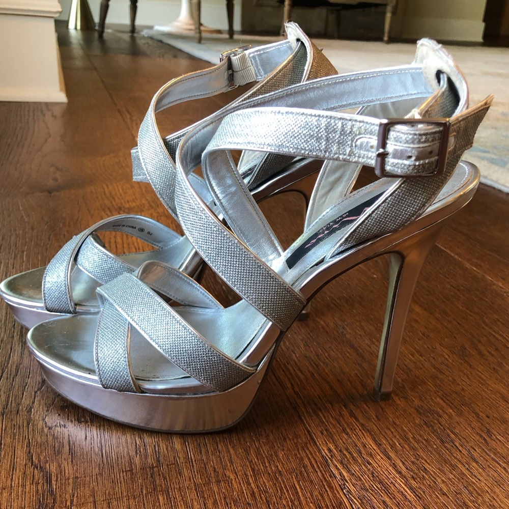 Silver Strappy Nina High Heel